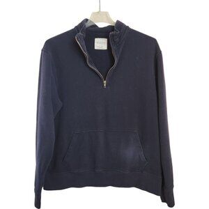 J Crew Pullover Men's XL Navy Blue Fleece 1/4 Zip‎ Sweatshirt Long Sleeves
